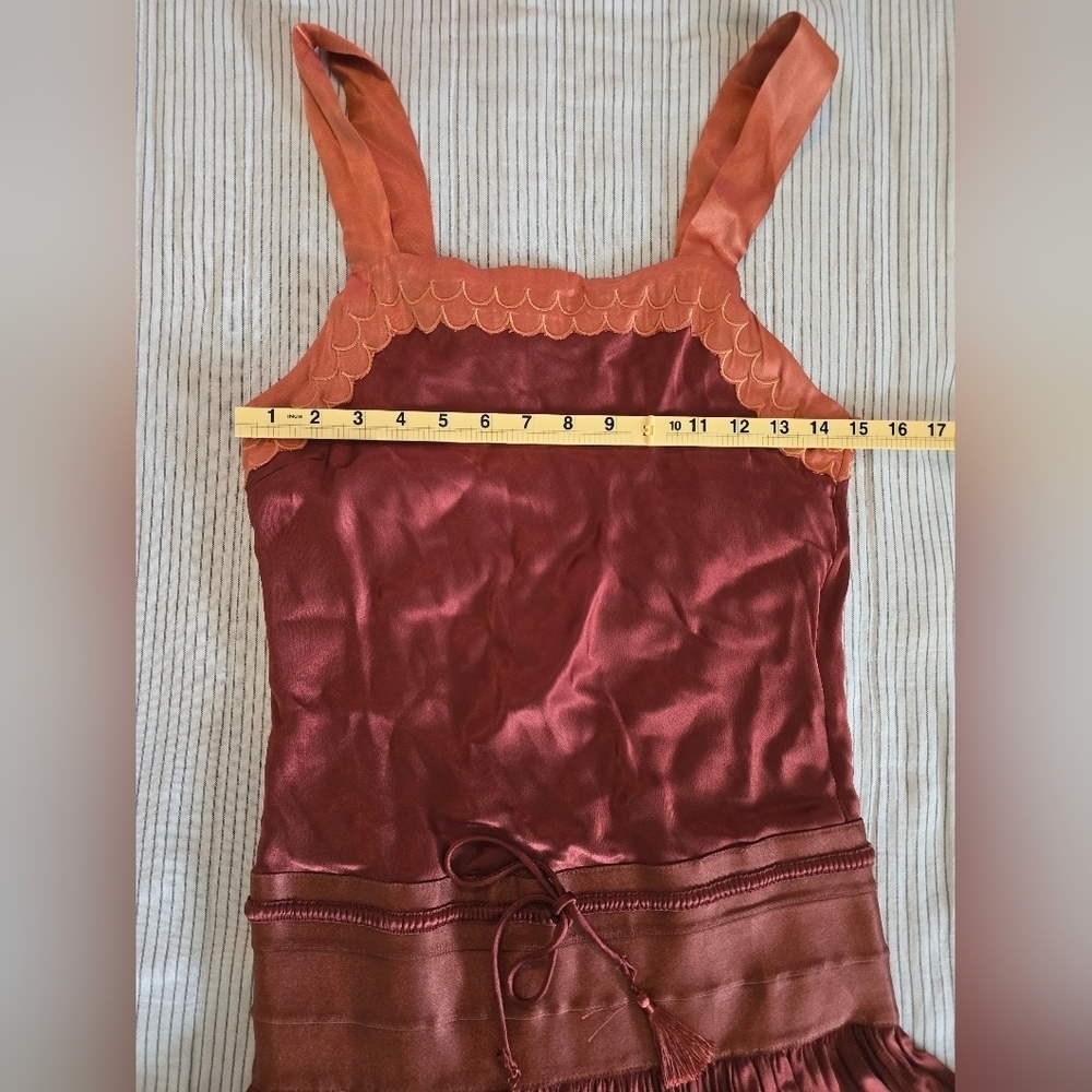 FLANNEL Australia Satin Drop Waist Romper Size 2 (US 6-8) Rust Colored MSRP $480 - Picture 10 of 10